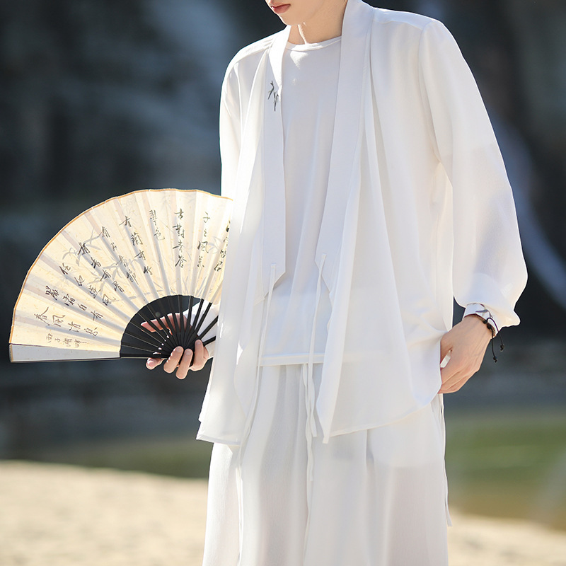 Chinese Style Hanfu suit Embroidery Robe Sunscreen Monk Summer Lightweight Sunscreen Loose plus size Elegant Vintage Set