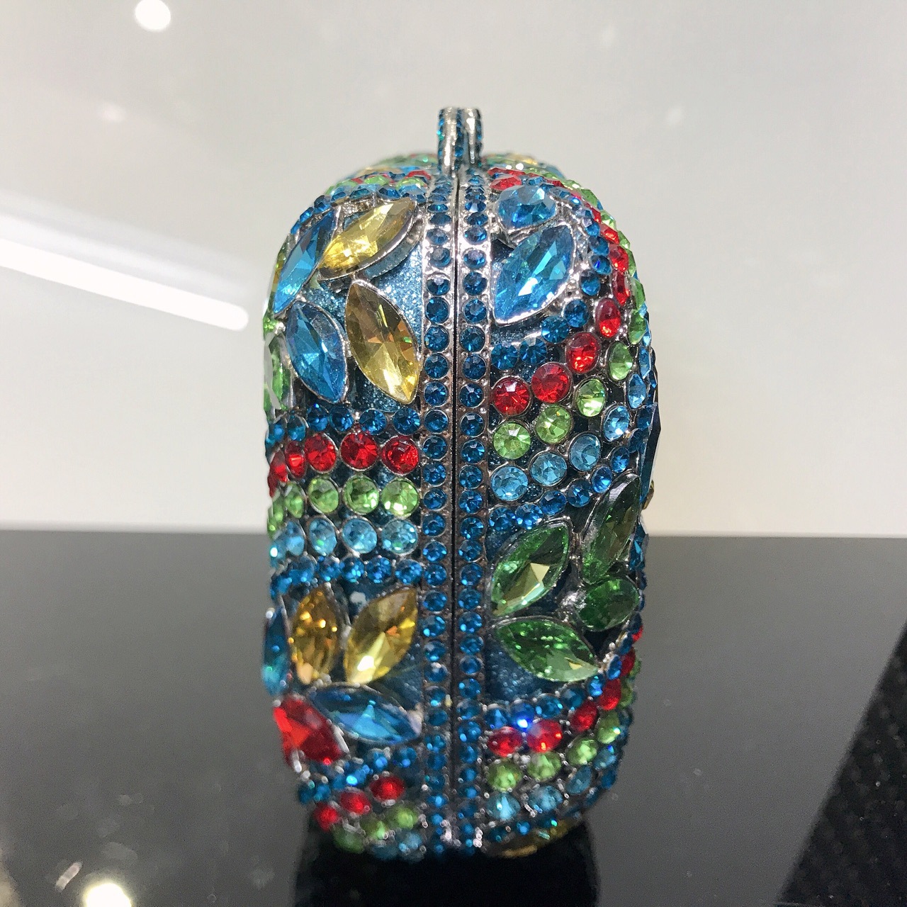 Túi clutch nữ đính đá pha lê hình bông lúa mì, cầm tay dự tiệc sang trọng — Màu đỏ hoa hồng chi tiết 3