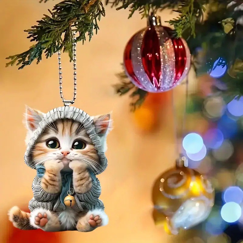 Nuevos colgantes de decoración acrílica 2D para gatos y perros perfectos para accesorios de automóviles y decoraciones de árboles de Navidad image 3