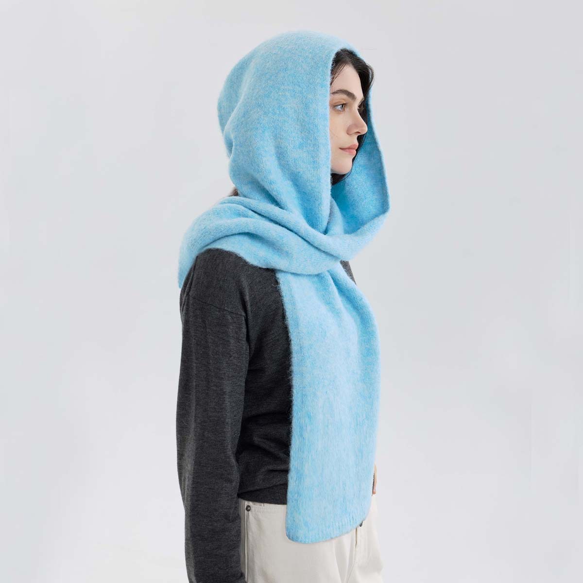 Comercio exterior transfronterizo bufandas encapuchadas de color sólido para proteger el cuello caliente bufandas de cuello parejas de otoño y invierno