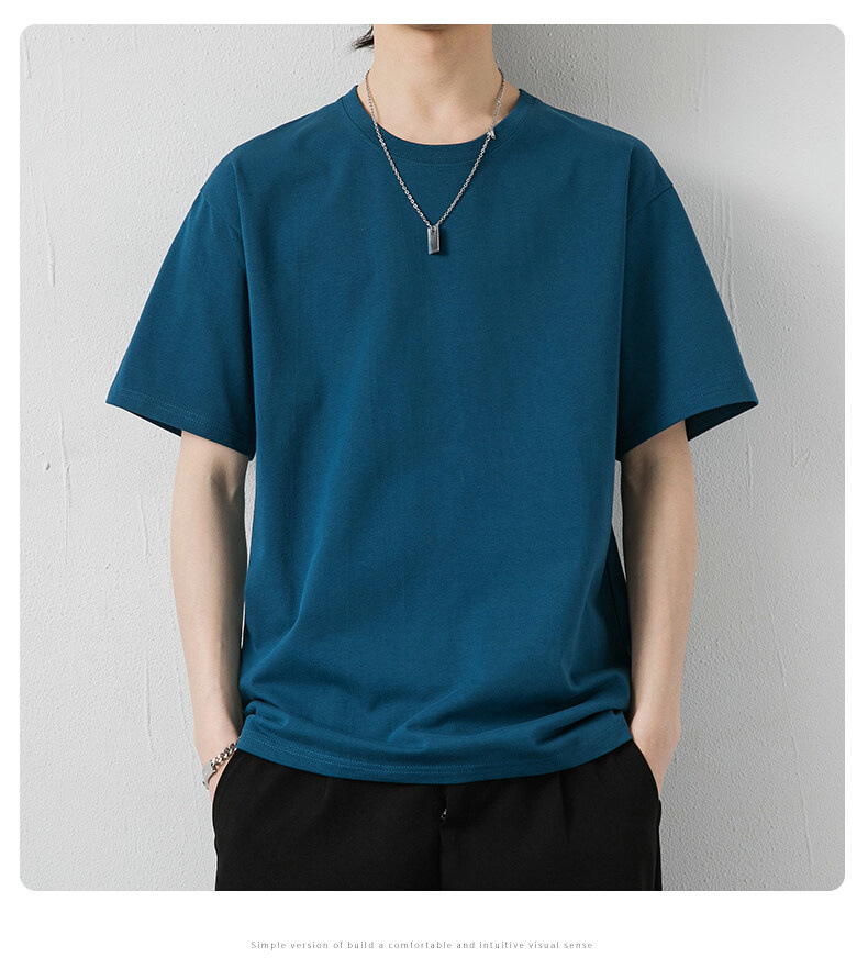 Tallas grandes algodón manga corta camiseta hombre verano 2022 nuevo harbourwind media manga cuerpo hombre color sólido hielo seda cuerpo hombre T pic 13