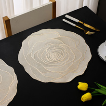 跨境玫瑰型隔热餐垫PVC材质防水防油桌垫现代简约西餐垫咖啡杯垫