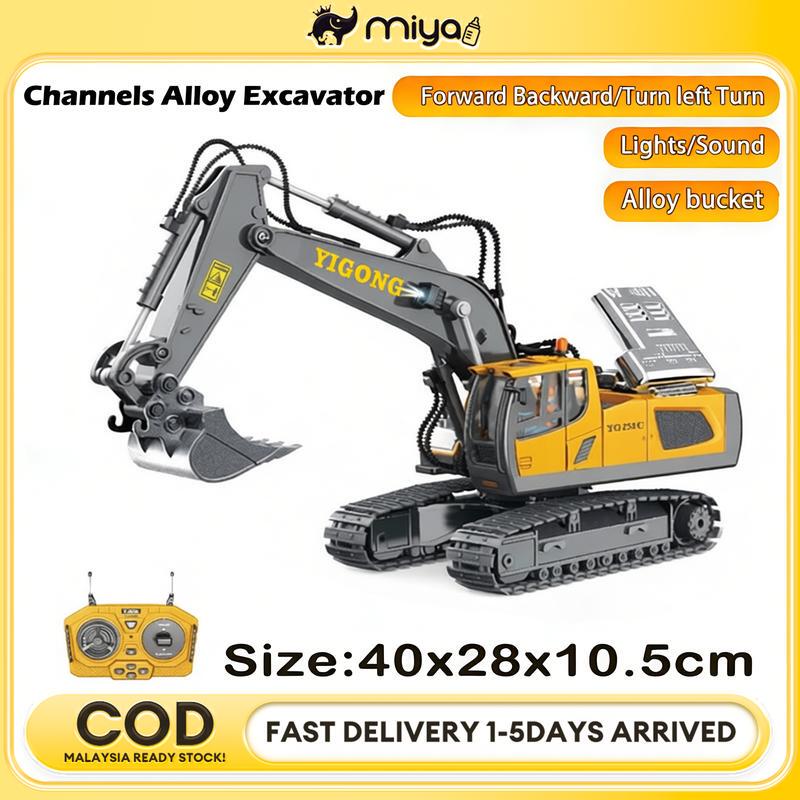 Cross-Border Tracked Alloy Remote Control Excavator Children's Boys' Car Model Engineering Vehicle Remote Control Car Toy Wholesale in Stock