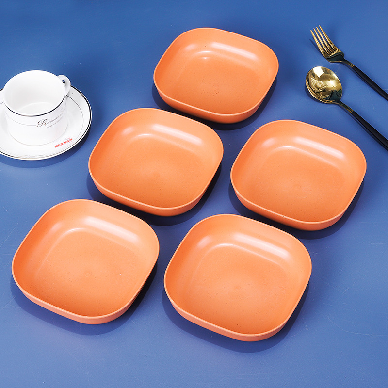 Paja DE TRIGO 15cm cuadrado plato profundo creativo mayor restaurante pala plato resistente a la caída plato de la torta hogar pequeño plato
