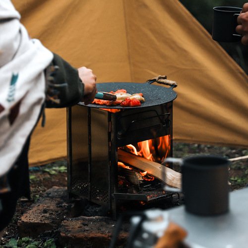 Portable stainless steel folding barbecue charcoal barbecue stove outdoor camping wood stove heating stove large