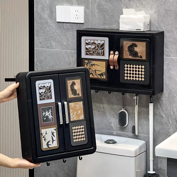 Maximize the storage space in your bathroom! Wall-mounted storage cabinet above the toilet, dust-proof shelf for facial tissues