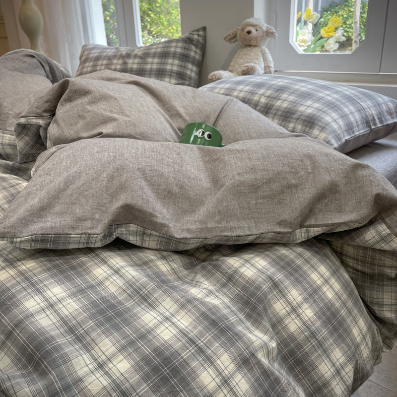 2024 nuevo traje de cuatro piezas de algodón de nube suave y ceroso sin impresión de algodón lavado de viento de tres piezas