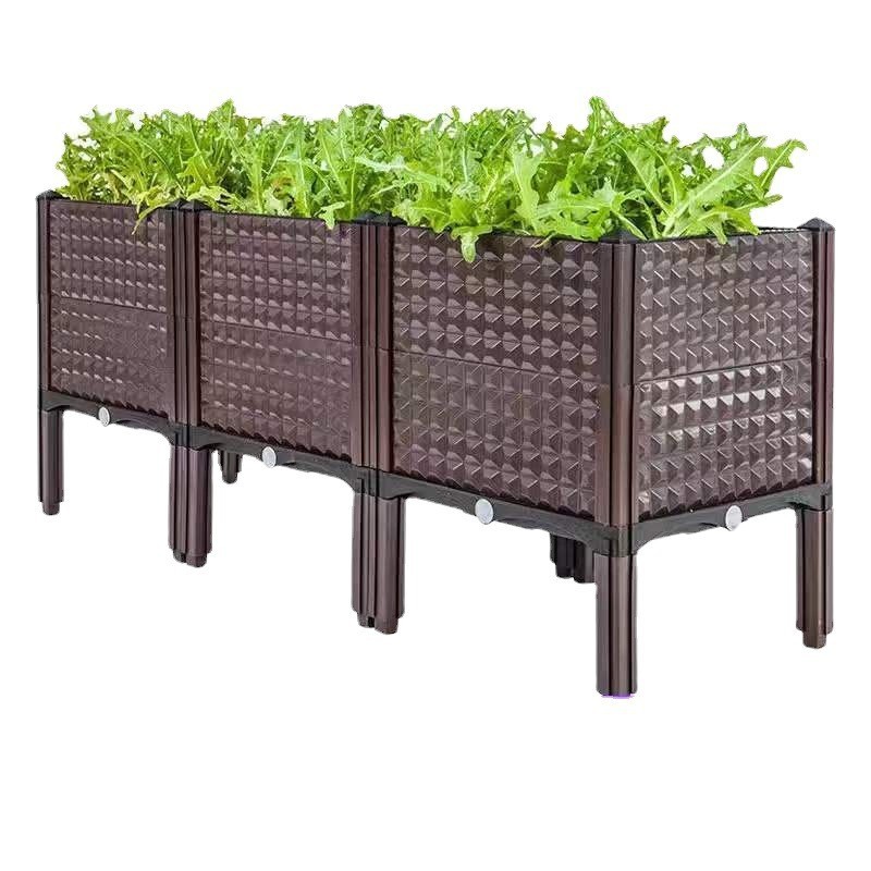 Caja de plantación multifuncional engrosada maceta rectangular combinada de plástico de resina olla vegetal balcón caja de flores larga