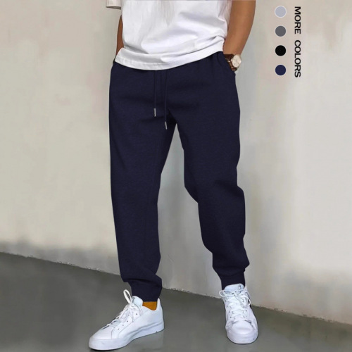 Best-selling men's casual 220g drawstring pants, loose men's simple and versatile sports ankle pants