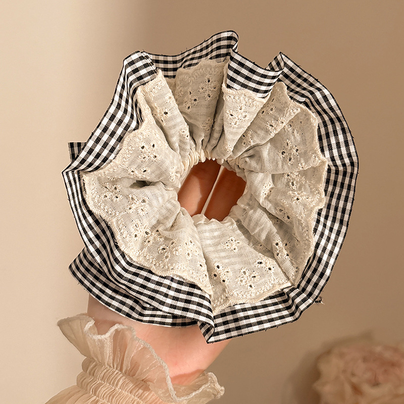 Coletero Scrunchie de Encaje con Flor de Alta Elasticidad para Mujer