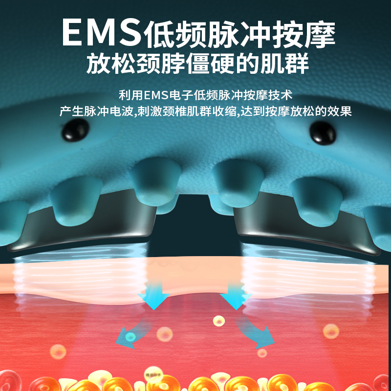 Máquina de masaje de cuello fuente transfronteriza micro corriente calentamiento vibración control remoto manual 5 en 1 almohada de masaje de columna cervical