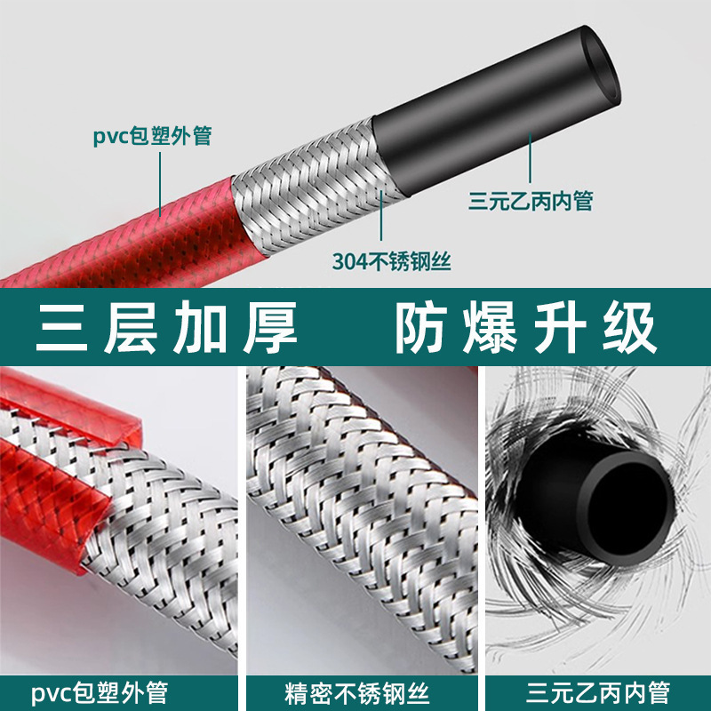 水龙头进水软管防爆冷热通用厨房洗脸洗菜盆304不锈钢编织高压管|undefined