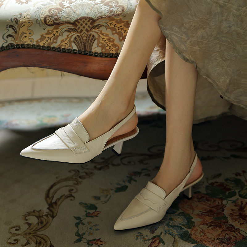 CHIKO Treasure Pointy Toe Kitten Heels Slingback Shoes