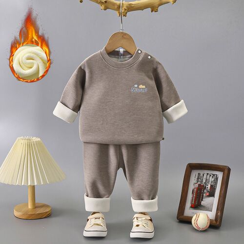 Children's Fleece Thicken Innerwear Set for Boys and Girls, Warm Autumn Clothes, Pajamas, Baby Home Clothes, Winter Fleece Lining