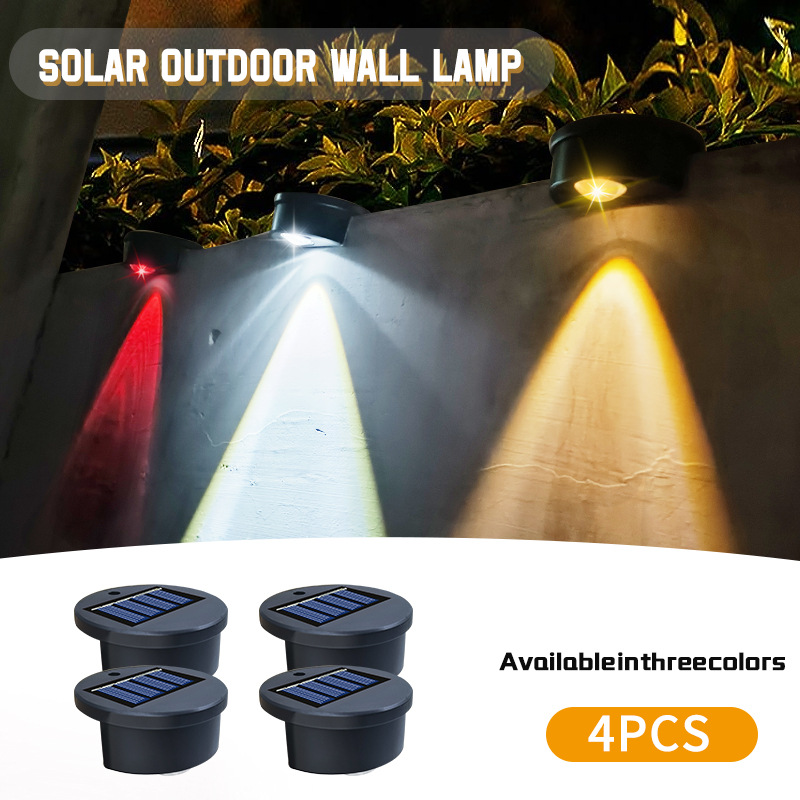 New solar step lamp outdoor garden lamp wall lamp garden balcony wall layout decorative lens wall washer lamp