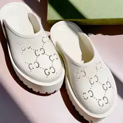 Factory Direct Supply g Home Letter Hole Shoes Women's Baotou Hollow Back Slippers 2022 Summer New Street Style Lazy Trendy Shoes