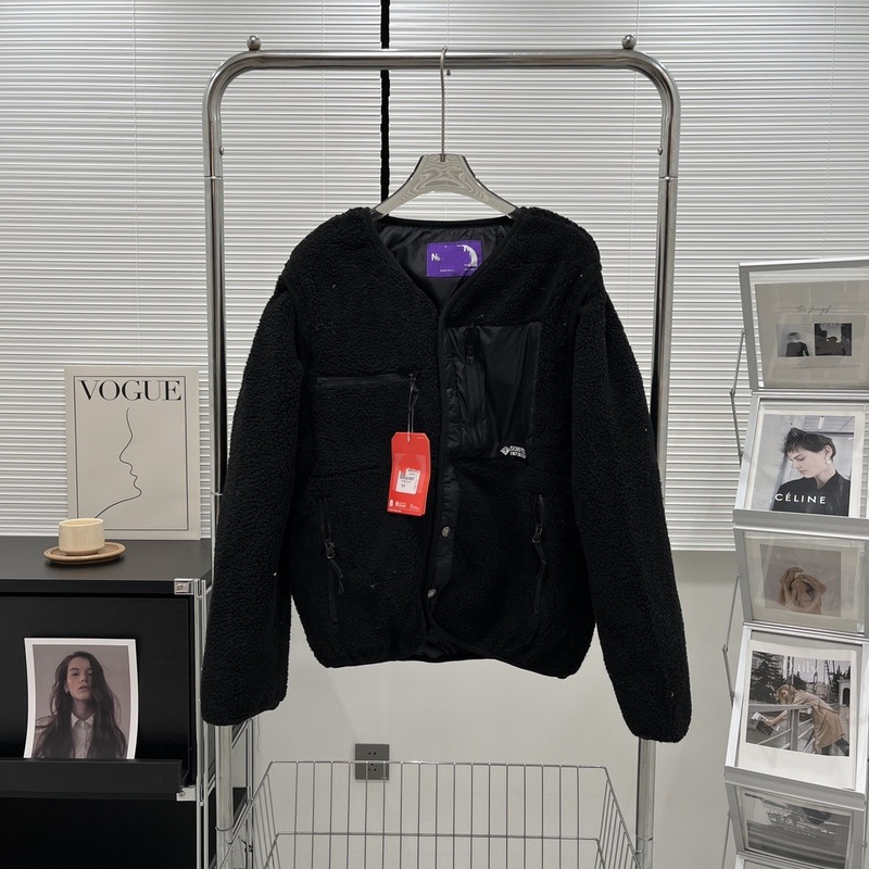 tn北脸冬季男女情侣脱袖羊羔毛棉衣日系复古拼色开衫外套潮2250|undefined