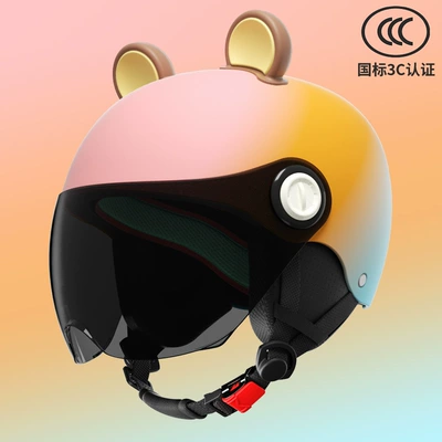 3c Certified Battery Car Children's Helmet Boys and Girls Summer Electric Motorcycle Half Helmet Baby Four Seasons Safety Helmet (Motosiklet kaskı (dəbilqə)) - rainbow-candy-3-16-years-old-can-be-worn-sun-protection-short-glasses-detachable-ear-protection
