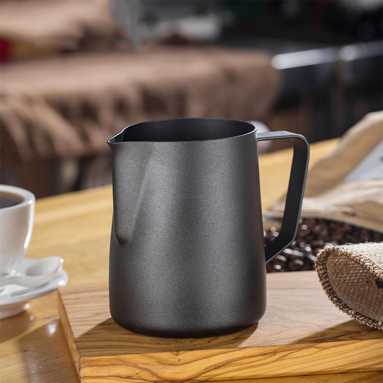 Factory Direct Sale Thickened Stainless Steel Teflon Patterned Cup 1.0mm Thick Black Patterned Spout Coffee Cup