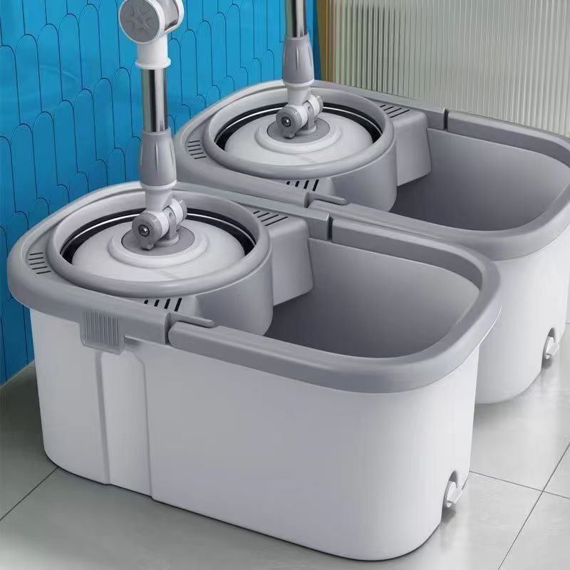 デュアルドライブ家庭用ハンズフリーフロアモップバケツステンレス鋼回転モップバケツ正方形油圧パワーアシストモップロッド|undefined