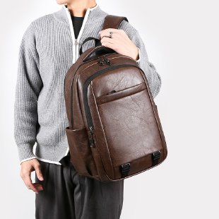 Nuevas mochilas transfronterizas para hombres mochilas ociosas de gran capacidad de cuero suave pu mochilas de computadoras de negocios mochilas de estudiantes universitarios