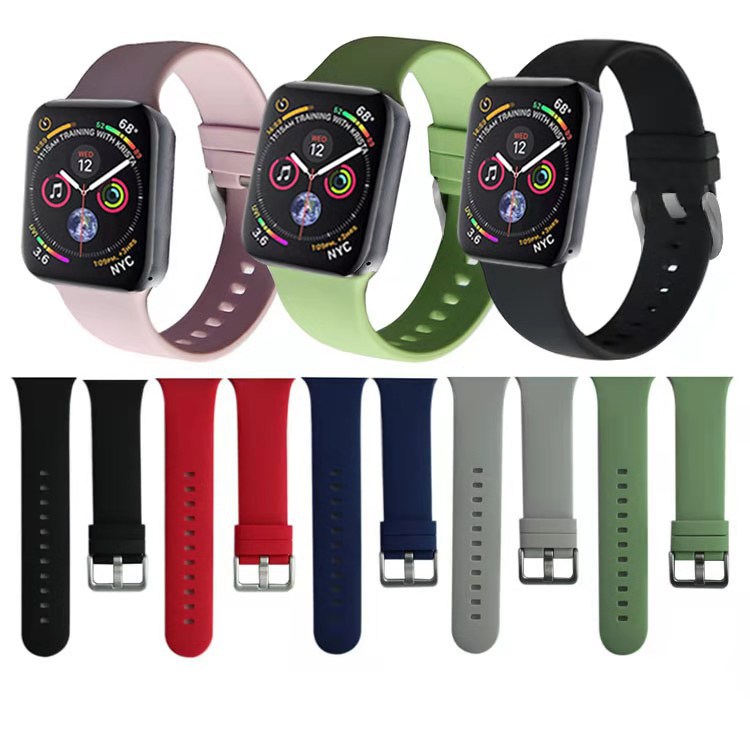 Solid color silicone strap for apple Watch Watch 1/2/3/4567 generation SE watch strap