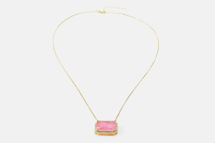 Fashion Style Fashion Pink Pendant Gold-plated Copper Necklace Wholesale Nihaojewelry