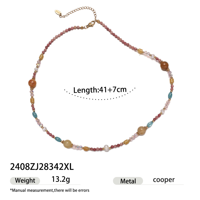 Tena collar colgante de acero inoxidable europeo y americano de lujo ligero collar de cuentas de piedra natural de moda de nicho joyería explosiva transfronteriza