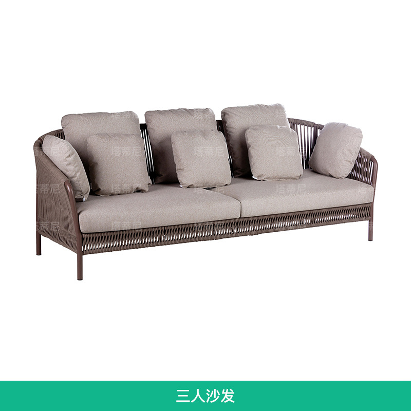 Sofá de exterior para villa, patio, terraza, sala de estar, muebles de ratán para jardín, balcón, conjunto de sofá y mesa de café