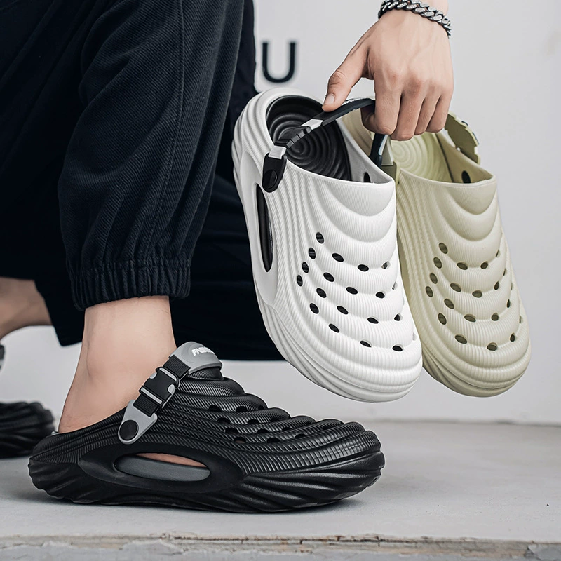 Мужские летние пляжные сандалии 2025 New Croc Shoes, спортивные, для вождения на открытом воздухе, на толстой подошве, закрытые, типа балеток