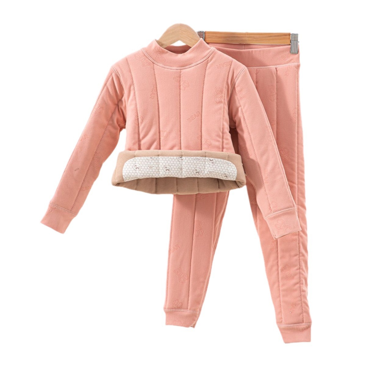 남학생과 여학생을위한 교복 아티팩트 열 속옷 세트 4 층 면 기모 두꺼운 어린이 가정 옷 가을과 겨울