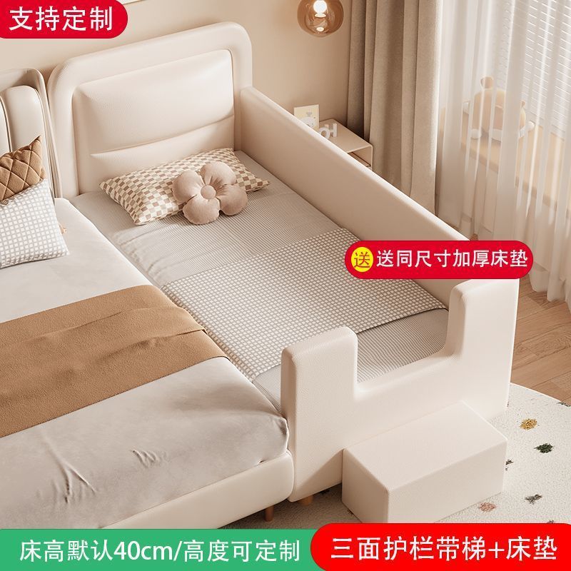 Cama de empalme para niños, cama pequeña ensanchada junto a la cama, envoltura suave con barandilla, cama de bebé para niños, cama de madera maciza, cama grande image 14