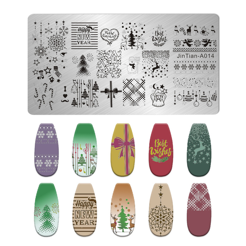 美甲印花钢板爆款雪花圣诞 NailSteelPlate转印指甲模板工具批发|undefined