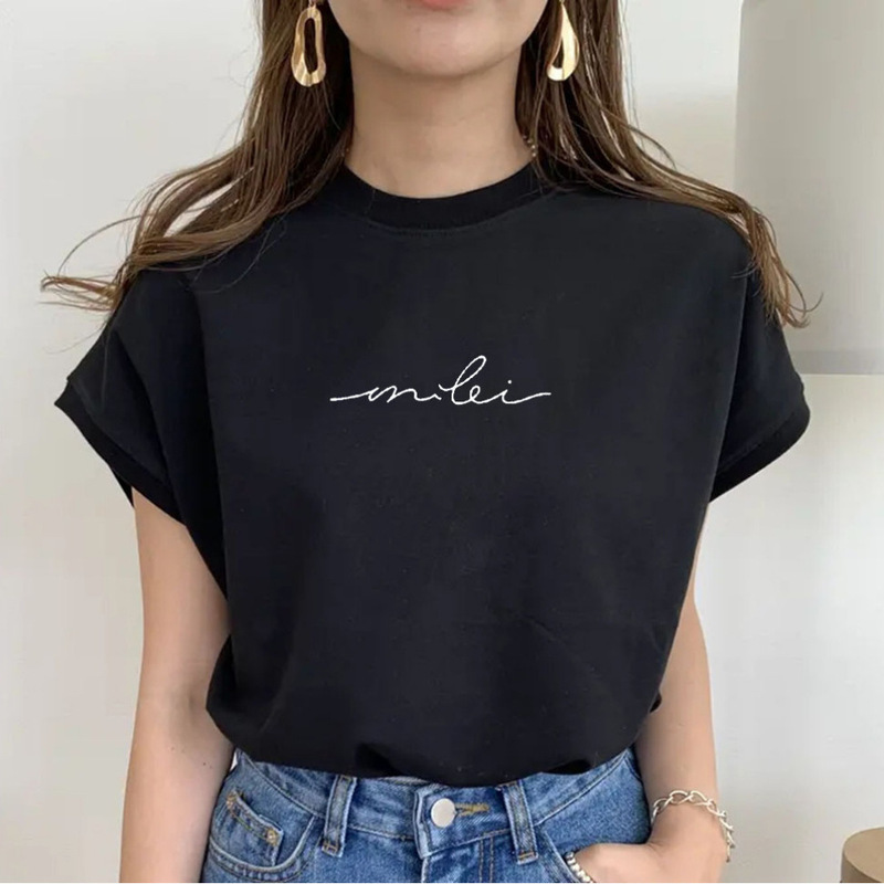 2 Color Spot 2022 Summer New Women's T-shirt Round Neck Printed T-shirt Women's Loose Slimming Design Sense Outer Wearing Vest Top