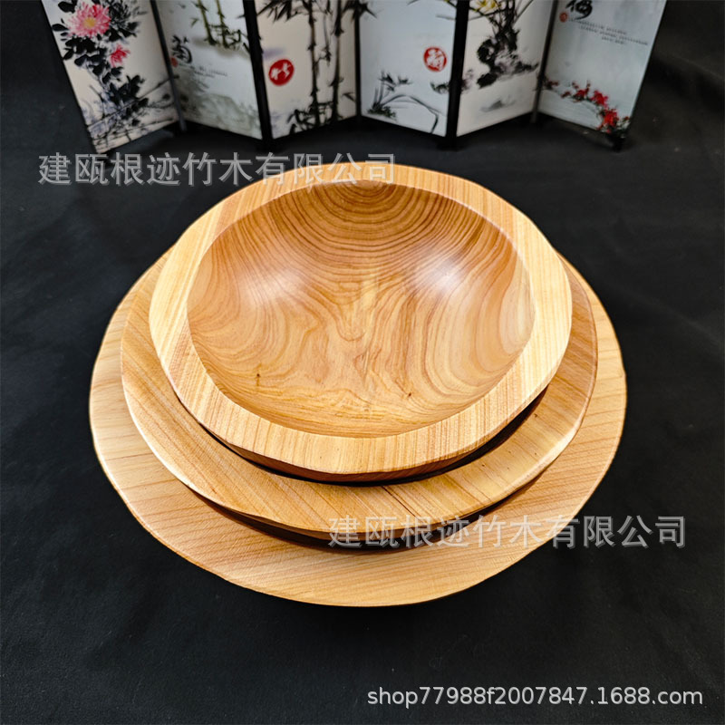 中国碗筷木材胡桃木果盘果盆整块实木碗大号水果盘零食点心木质