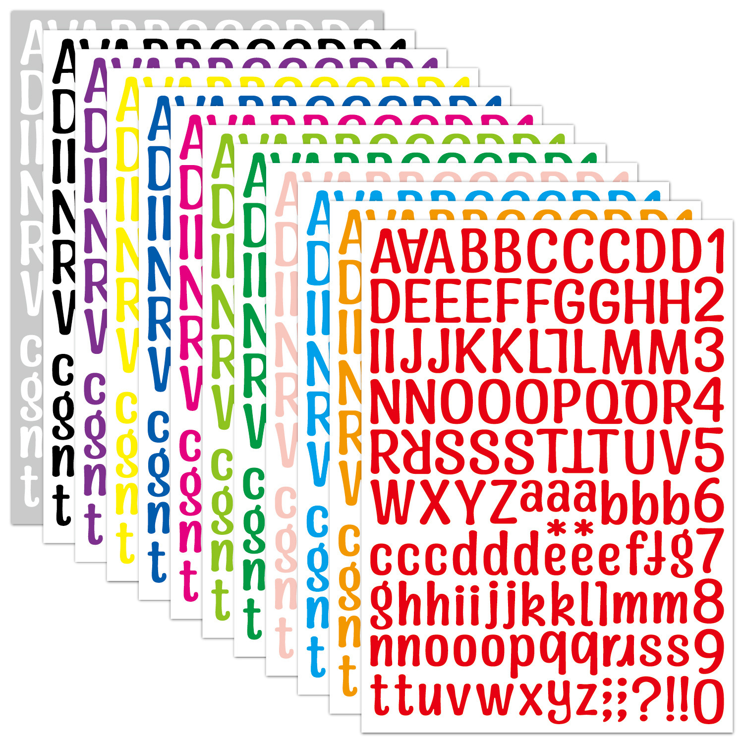 Etiqueta engomada del alfabeto Color transfronterizo en inglés combinación alfanumérica taza de agua diy etiqueta engomada decorativa para computadora portátil