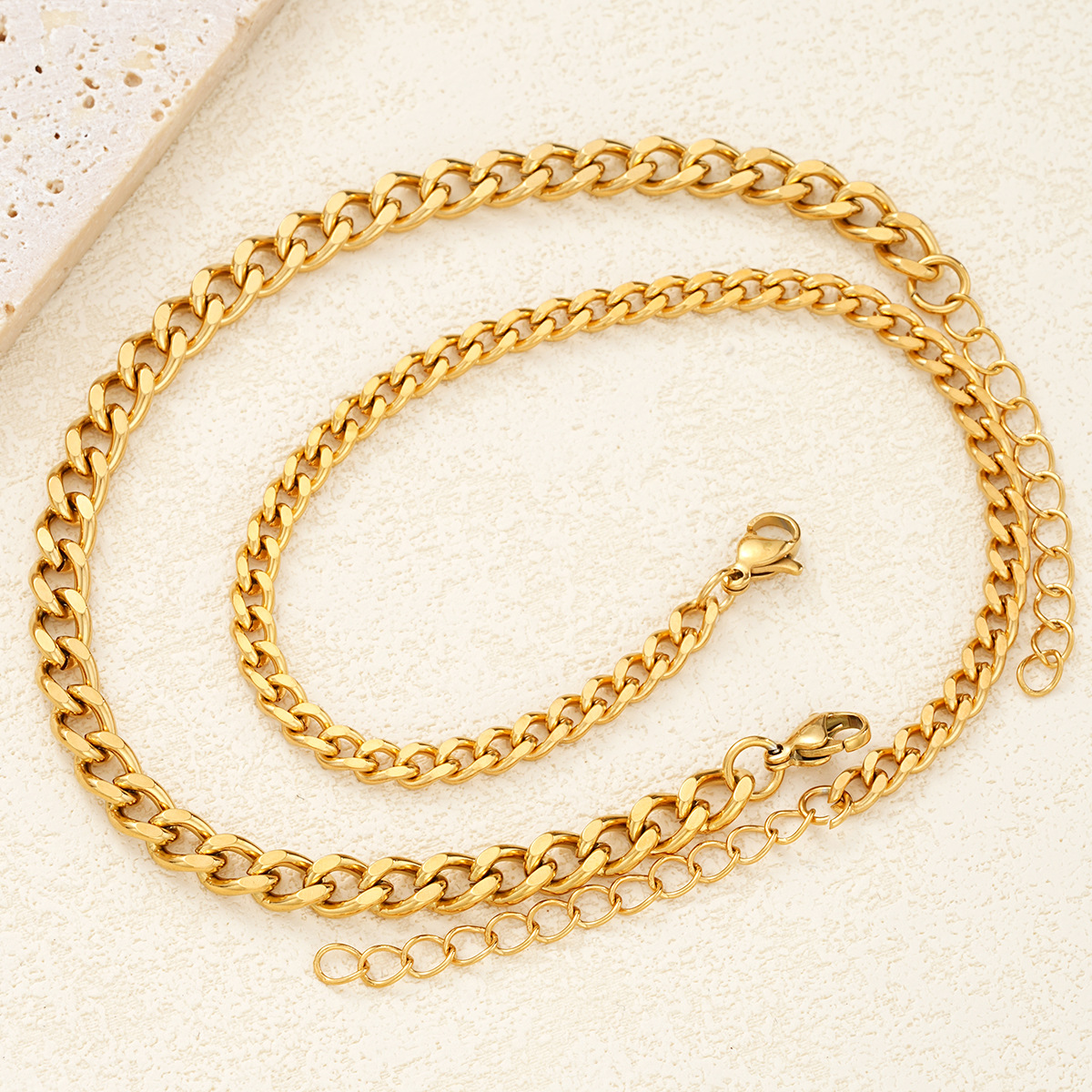 new stainless steel chain bracelet 2-piece set Cuba thickness adjustable men's and women's multi-layer bracelet suit_voghion.com