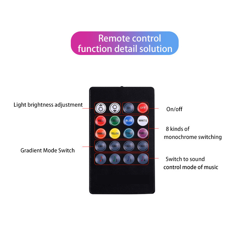 Caraf coche colorido RGB chasis luz aplicación decorativa luz de la atmósfera controlada por voz luz 90*120 120*150cm