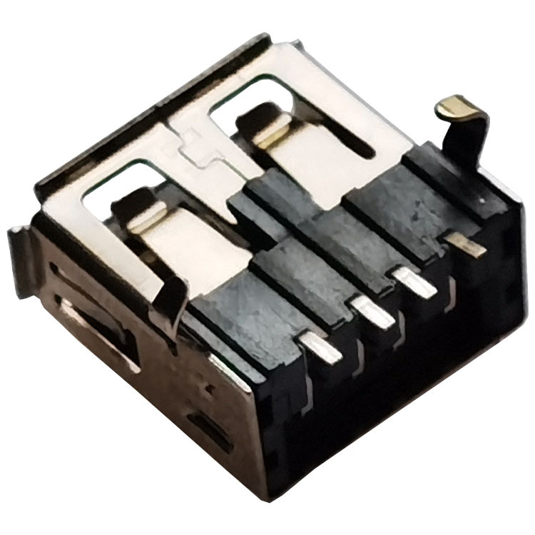 USBA母180度T字胶有边黑胶 弯脚 卧式贴片