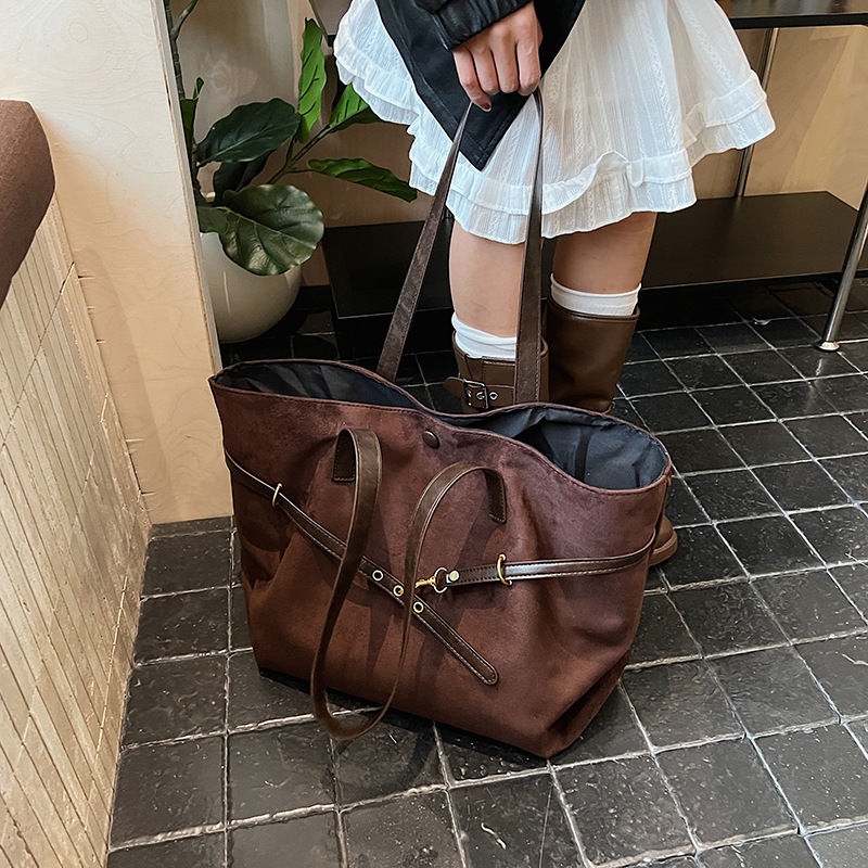 大容量托特包包女2025新款秋冬复古麂皮绒时尚百搭通勤单肩托特包|undefined
