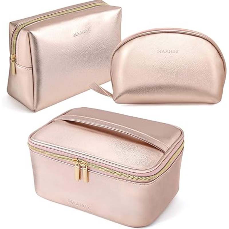 Portable travel storage makeup bag makeup organizer bag PU leather…