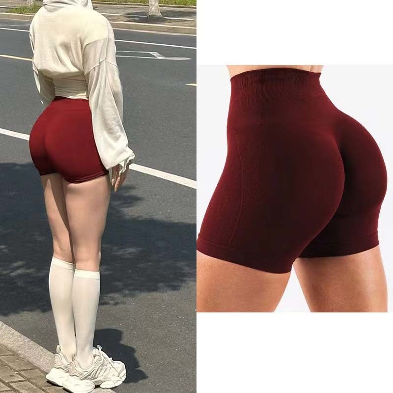 Pantalones de yoga de gimnasio de cadera gigante, tres puntos de cintura alta, panty elástico, pantalones de gimnasio de punto