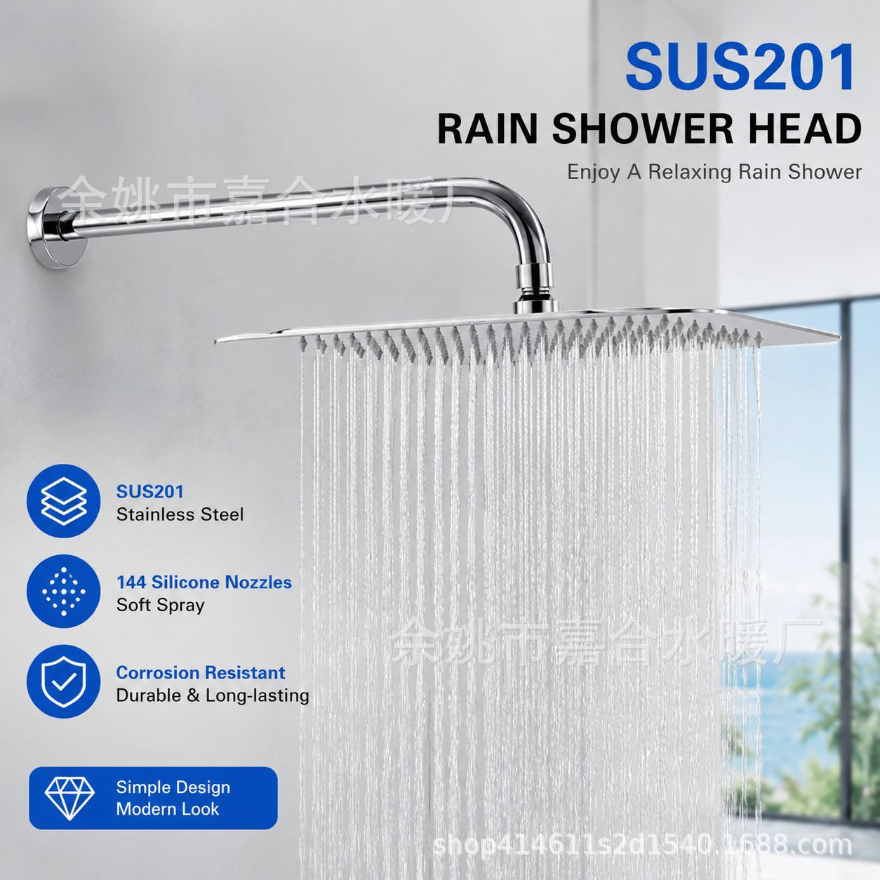 Stainless Steel Water Heater Solar Shower Head Showerhead 6inch Round 8inch Top Spray Rain Shower Modern Minimalist