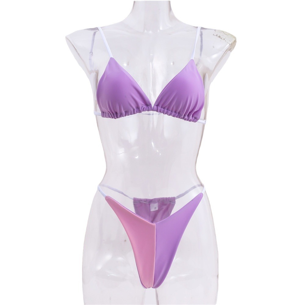 European and American Foreign Trade 2022 New Sexy Color-Blocked Bikini Aliexpress Swimsuit Dz017 High Elasticity Quick-Drying
