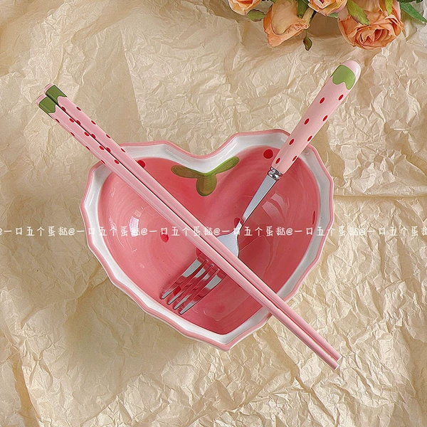 Love Bowl+Stainless Steel [Fork]+chopsticks (1 bowl, 1 spoon, 1 chopstick)