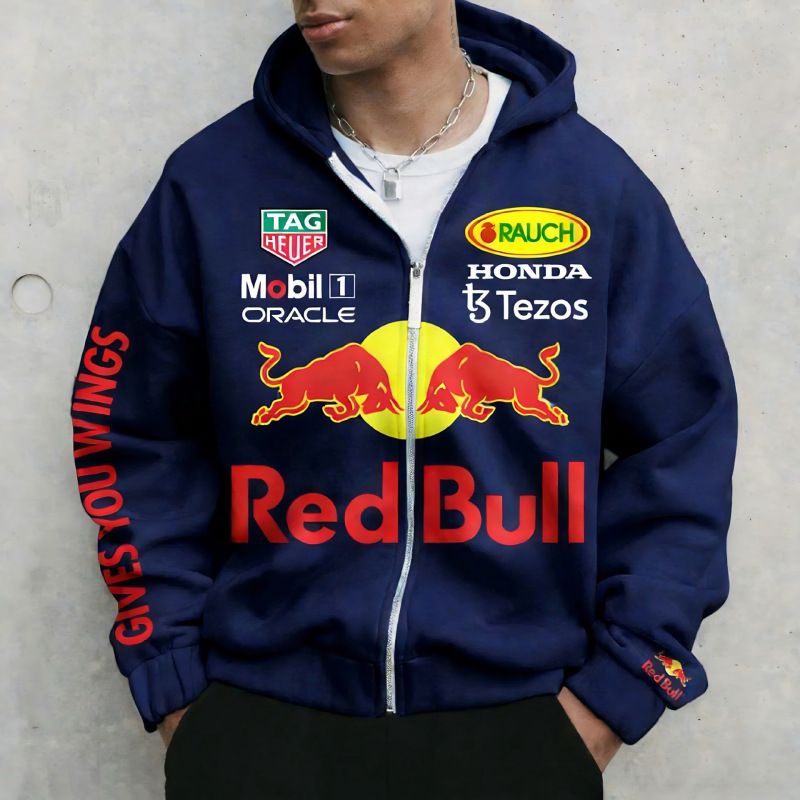 2026 Cross-Border Hot-Selling Racing Suit Embroidered Sweatshirt Hoodie European and American Style Hooded Sweatshirt Red Bull Jacket Customization