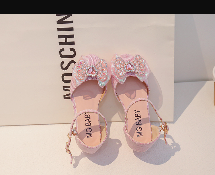 Süße High Heels mit Schleife, Baotou-Sandalen für Mädchen, mittelgroße Kristall-Showschuhe, Sommerschuhe für Kinder_voghion.com