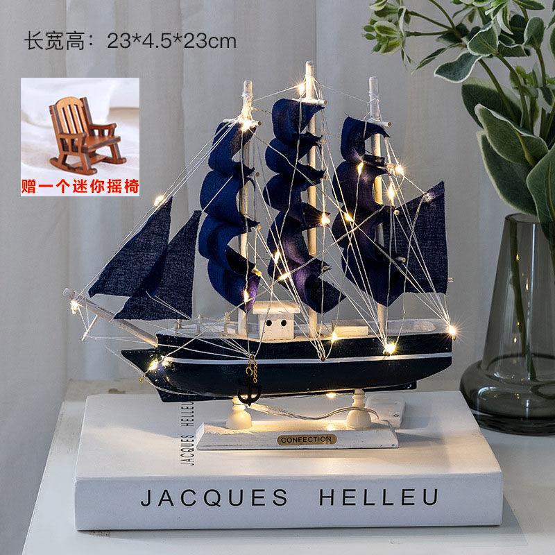 Sailing Model Decoration desktop a living room Room Wine cabinet Light extravagance ornament birthday gift men and women woodiness Craft boat