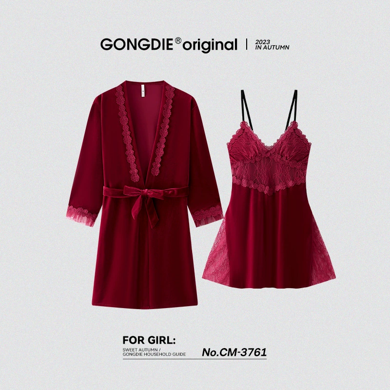 Женская пижама Runma [Golden Velvet] осенне-зимняя Пижама, пикантное теплое утреннее платье, домашняя одежда с нагрудной подкладкой