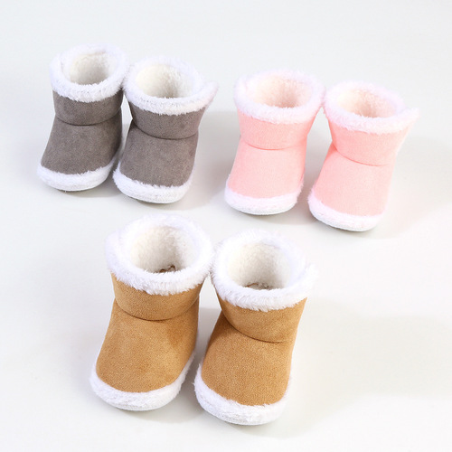 Children's winter cotton shoes for boys and girls, one-year-old infant winter baby shoes, plush baby shoes for learning to walk, soft sole